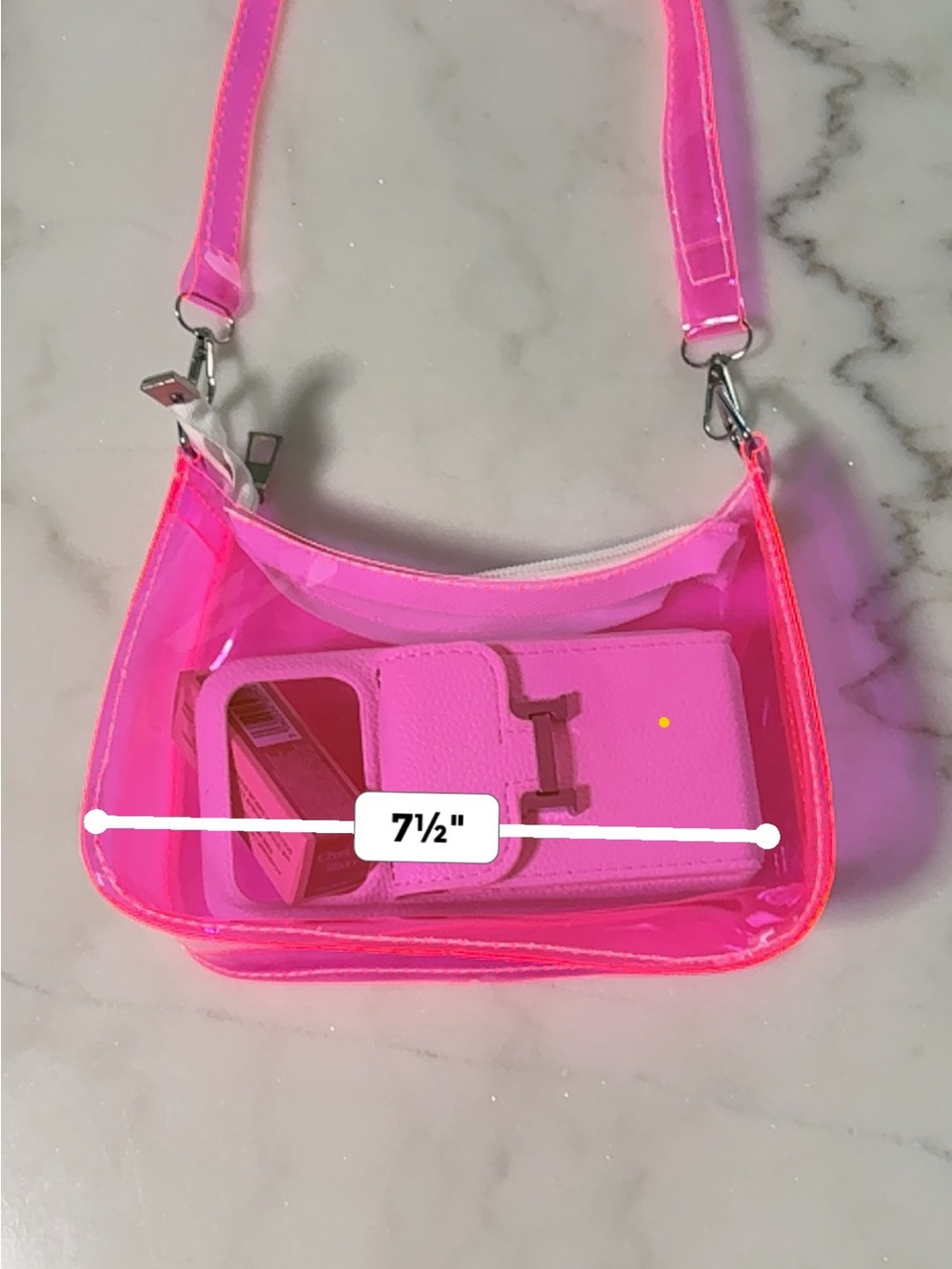 Concert Stadium Tote Neon Pink Jelly Shoulder Bag - Picture 3 of 8